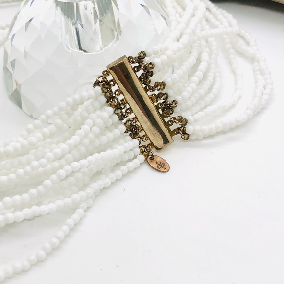 Vintage RARE Signed LES BERNARD White Runway Necklace - Picture 10 of 17